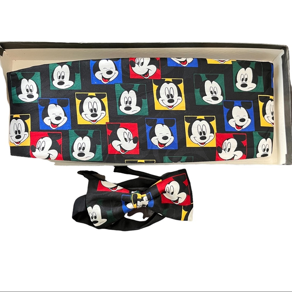 Mickey Mouse Bow Tie & Cumber Bun set NWOT
